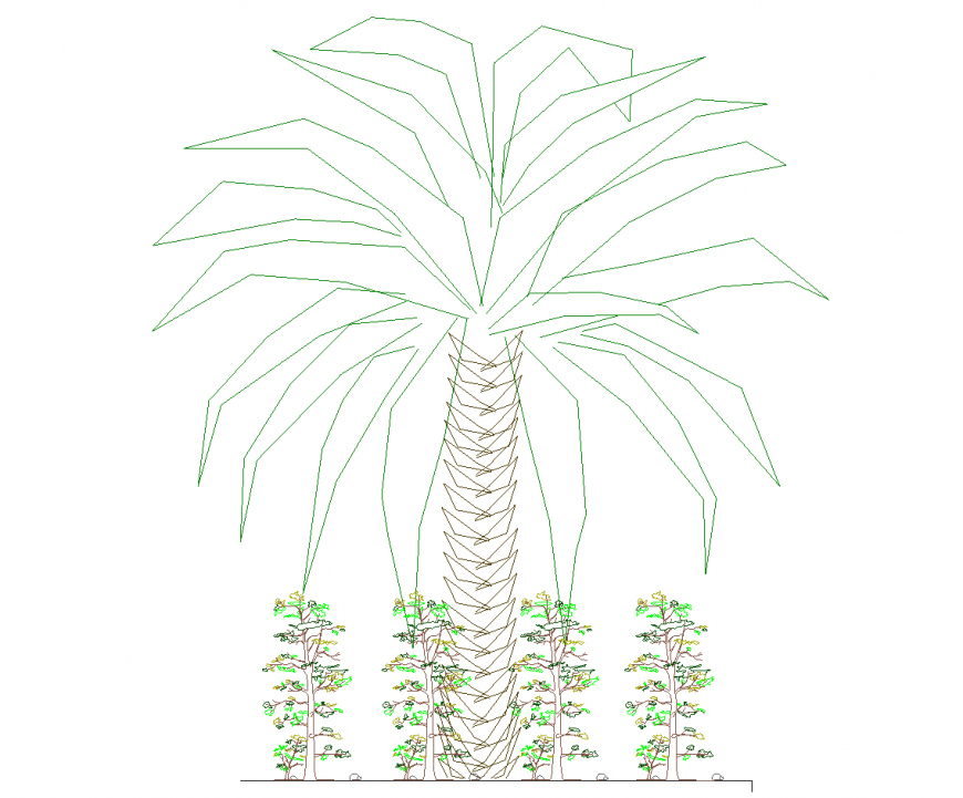 Landscaping units of palm tree layout file in autocad file
