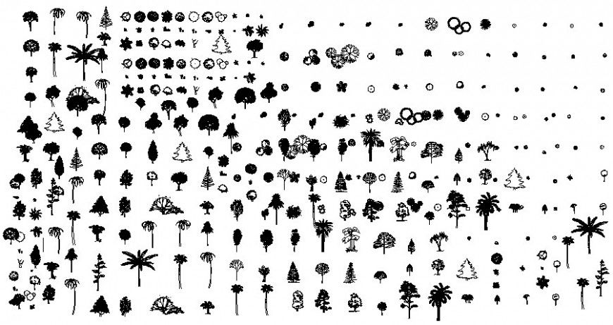 Landscaping units of trees and plants 2d drawings autocad file