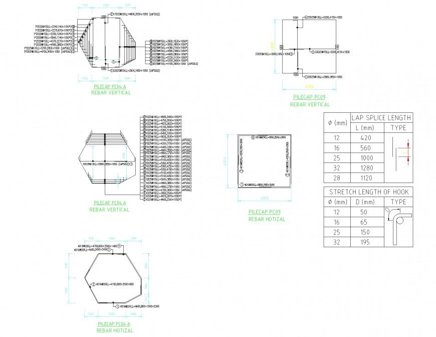Lap splice length reinforcement plan autocad file