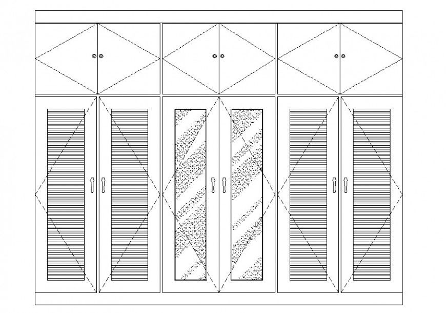 Large bedroom wardrobe main elevation cad drawing details dwg file