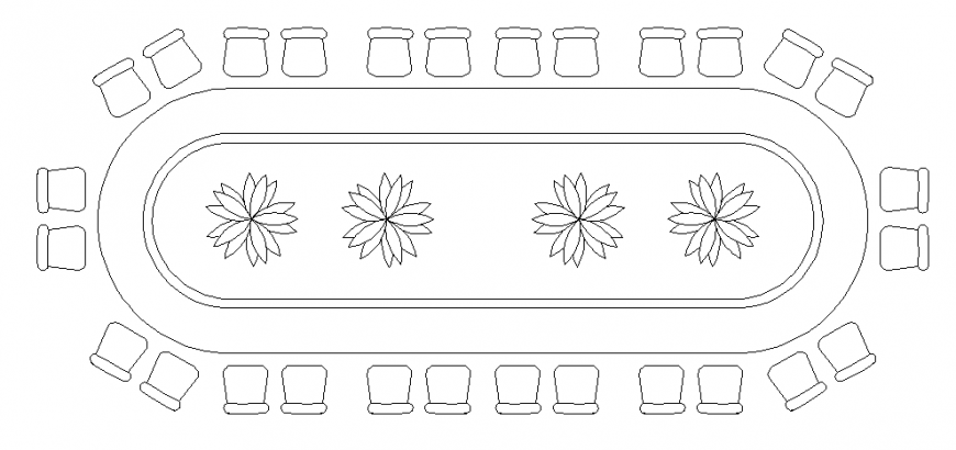 Large Conference Table CAD Block for Office Layout