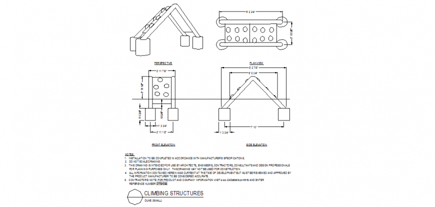 Large dune detail plan and elevation dwg file