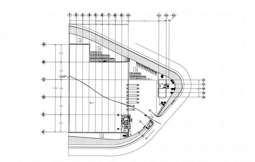 Large factory warehouse architecture layout plan cad drawing details dwg file