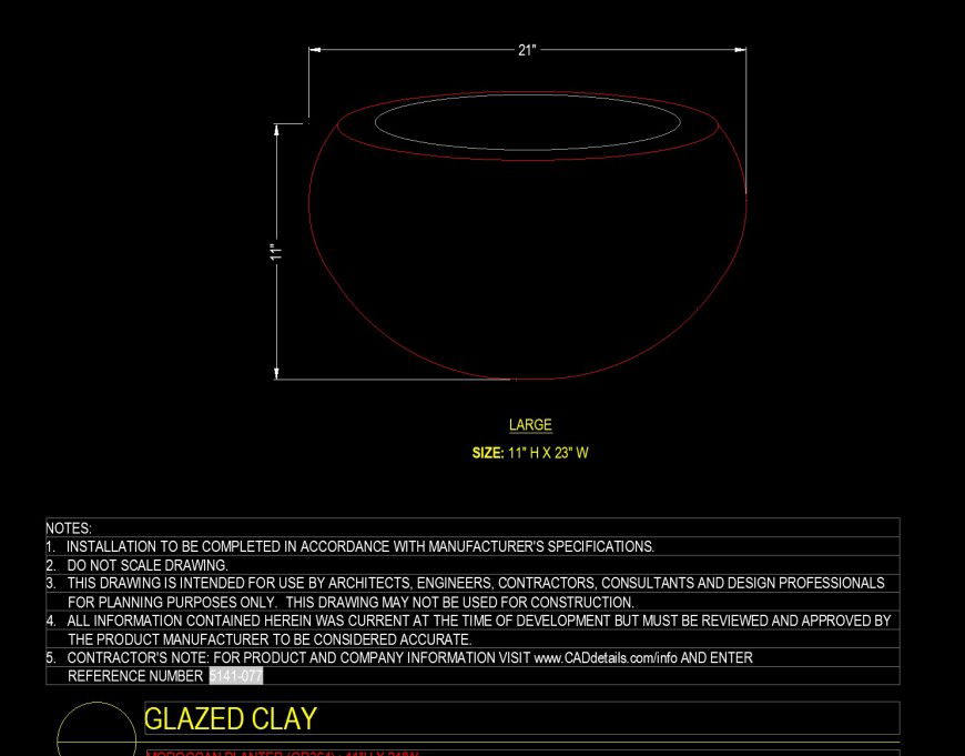 Large pot detail drawing in dwg fle.