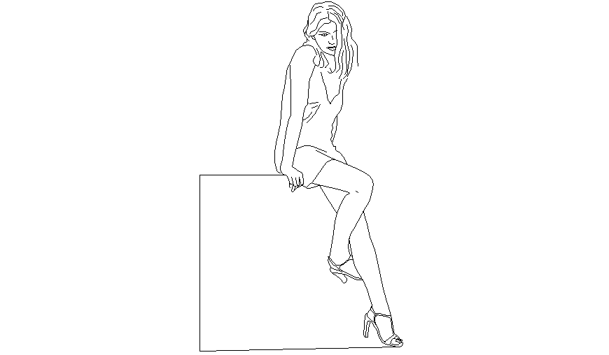 Large stone and modern women people block dwg file