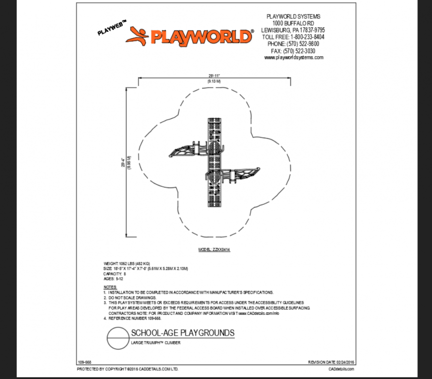 Large triumph climber play area play equipment details of school park dwg file