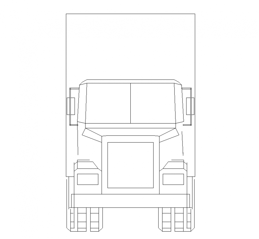 Large truck cad block detail elevation dwg file
