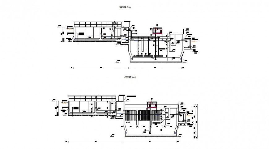Large water treatment plant drawing in dwg file.