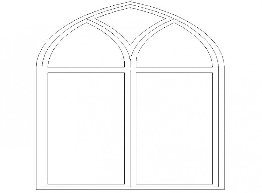 Large window front elevation block cad drawing details dwg file