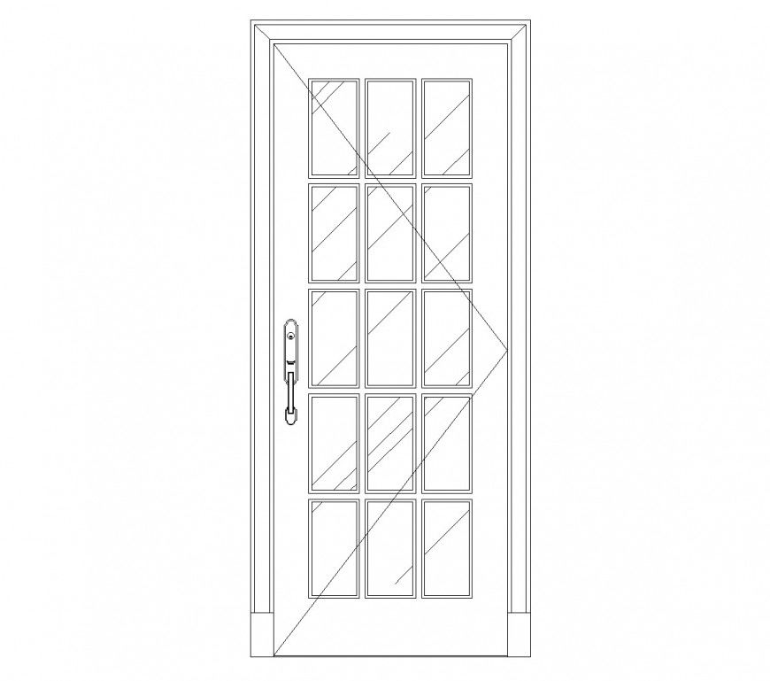Lattice glass door cad block dwg file