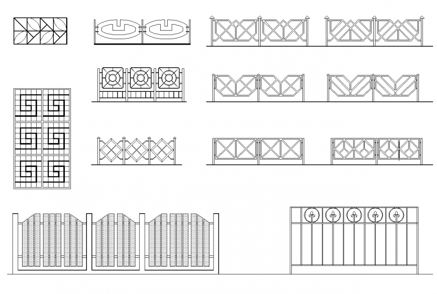 Lattices and fences detail elevation and plan layout file