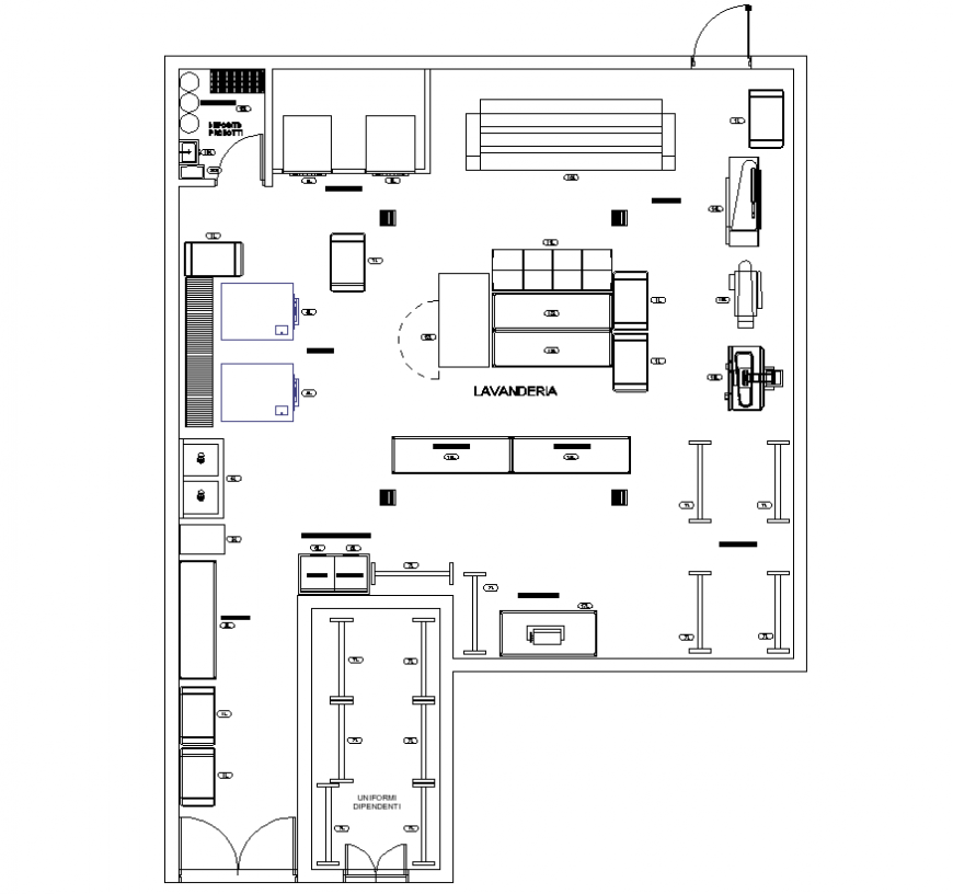 Laundry store detail elevation and plan layout file