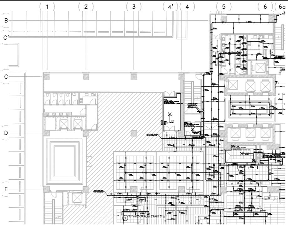 layout of building with overall detail of Firefighting system.