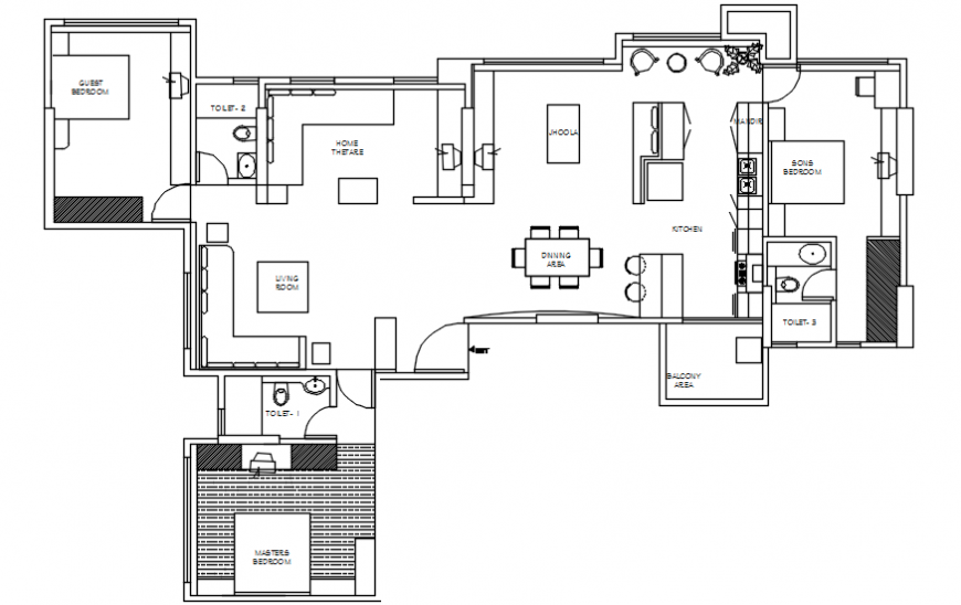 Layout CAD drawings of house 2d view autocad softwrae file