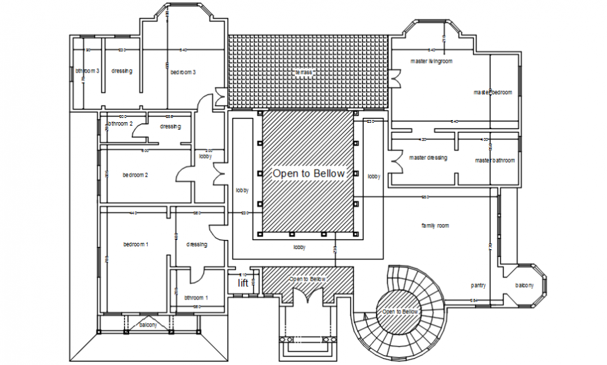 Layout CAD house plan 2d view autocad software file
