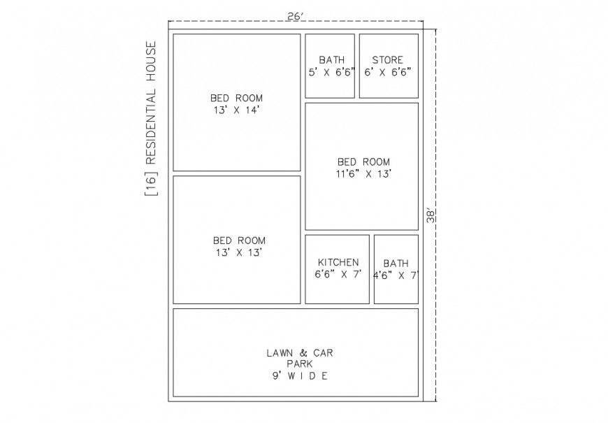 Layout CAD house plan drawings in autocad file