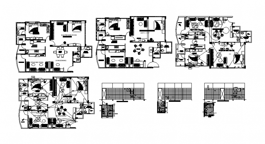 Layout drawings of house 2d view plan with electrical installation dwg file
