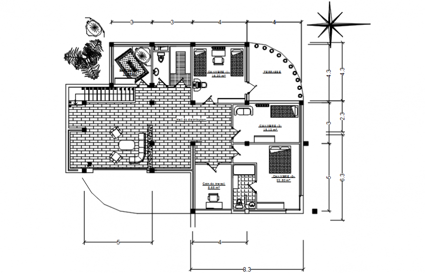 Layout floor plan drawings of house CAD blocks dwg autocad file
