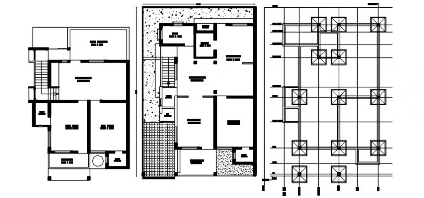 Layout of house with foundation plan in auto cad file