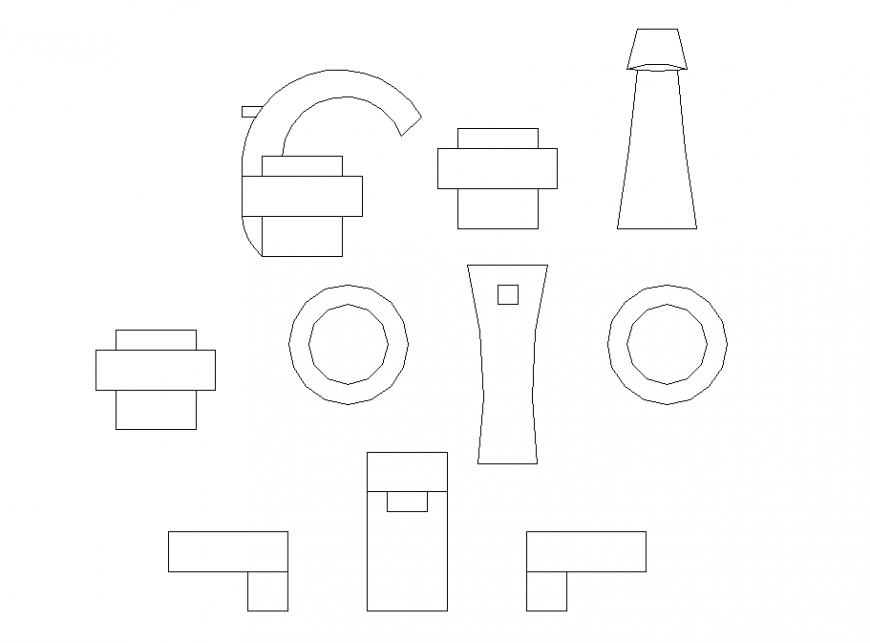 Layout of tap plumbing unit detail dwg file
