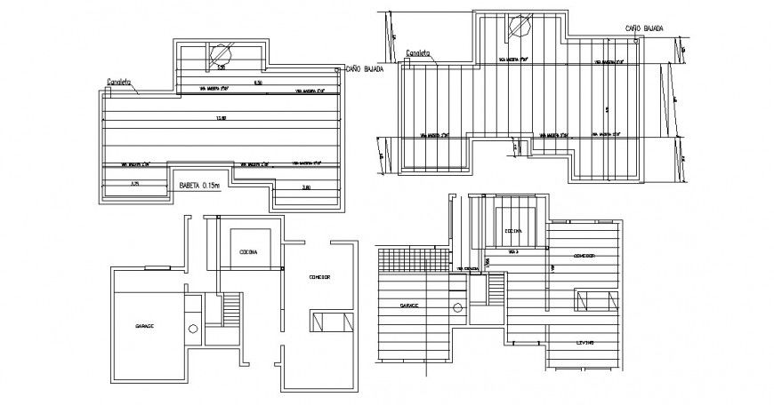 Layout plan and cover plan drawing details of one family house dwg file