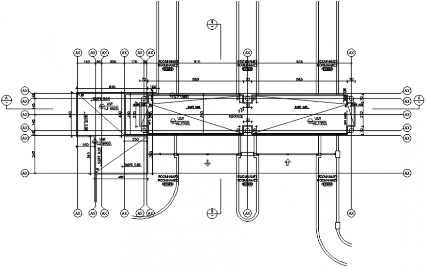 Layout plan and structure drawing details for guard house dwg file