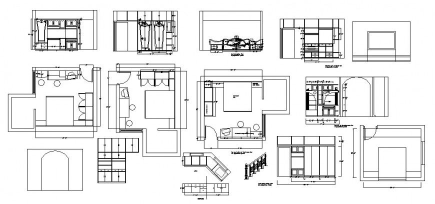 House Portions & Furniture Layout Plan DWG File