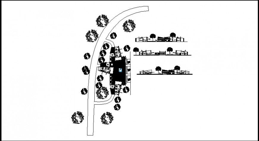 layout plan of a hotel and elevation