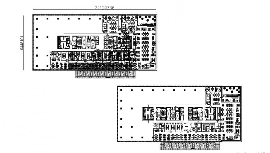 Layout plan of corporation building in dwg file