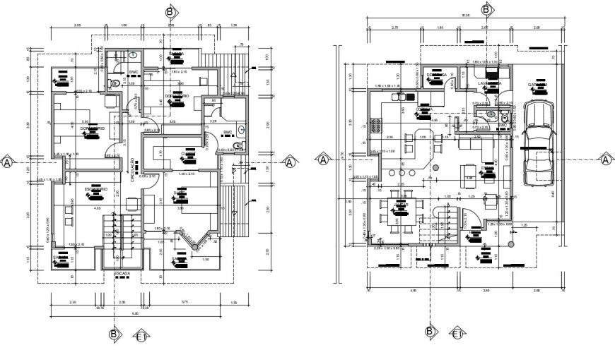 Layout plan of housing bungalow 2d view autocad software file