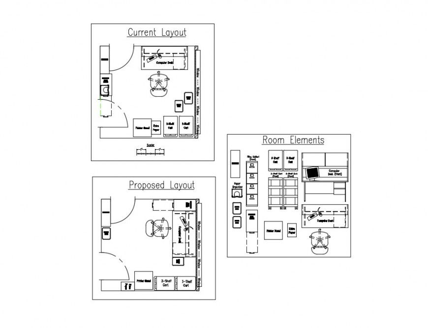 Layout plan of office building detail 2d view autocad file