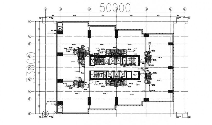 Layout plan of offices in dwg file