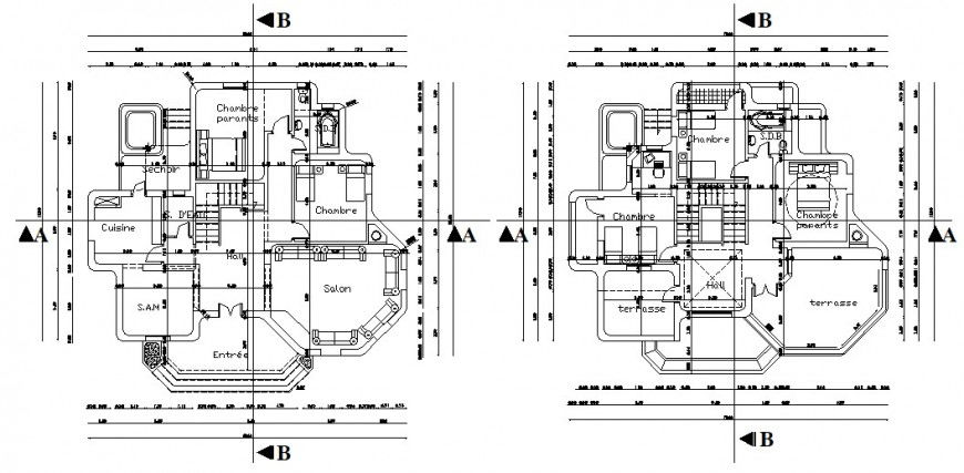 layout plan of residence bungalow drawing cad file