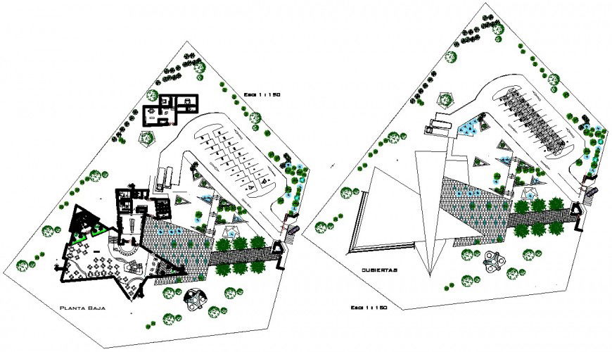 Layout plan of restaurant building block autocad file