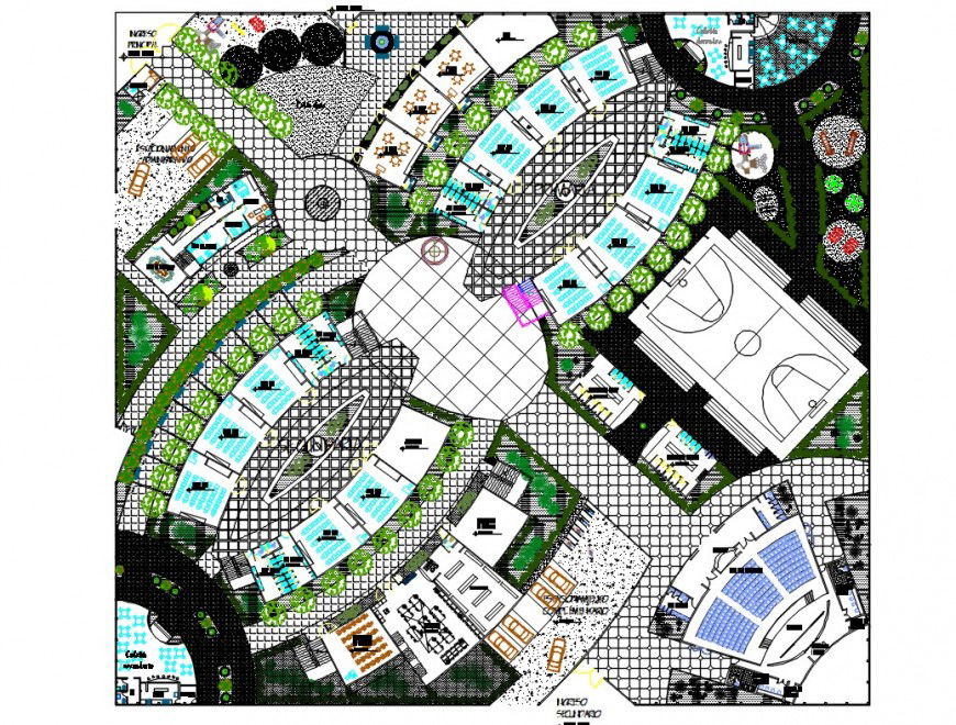layout plan of stadium project detail cad file