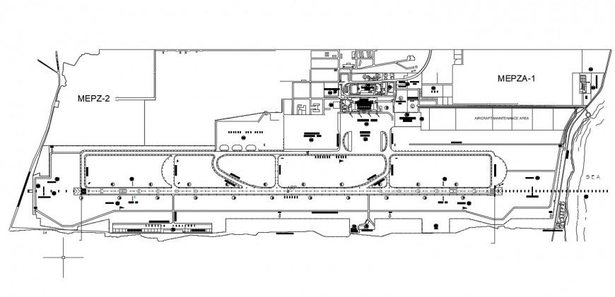 Layout plan of the airport area in dwg file