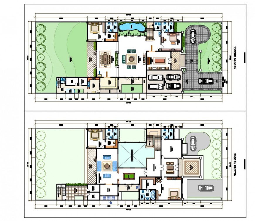 layout plan of villa project detail cad file