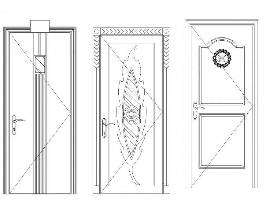 Leaf design door elevation autocad file