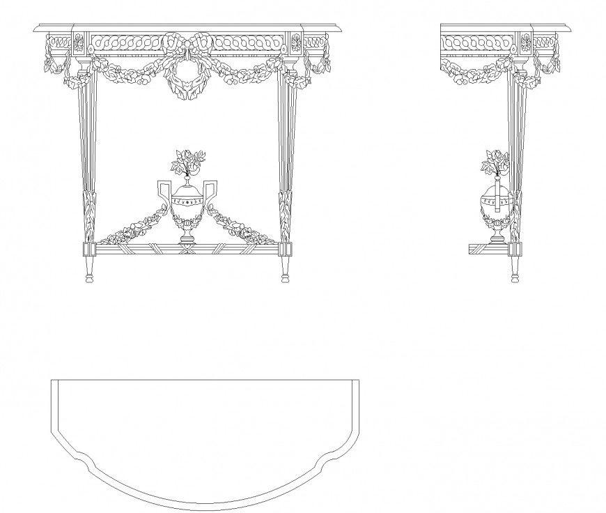 Wall Cabinet Layout DWG File with Front Side and Top Elevation Design