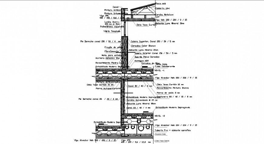 Left Side Structural Details of Three-Story House DWG file