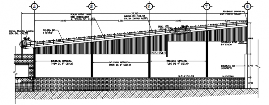 Left side cut constructive details of detached house dwg file