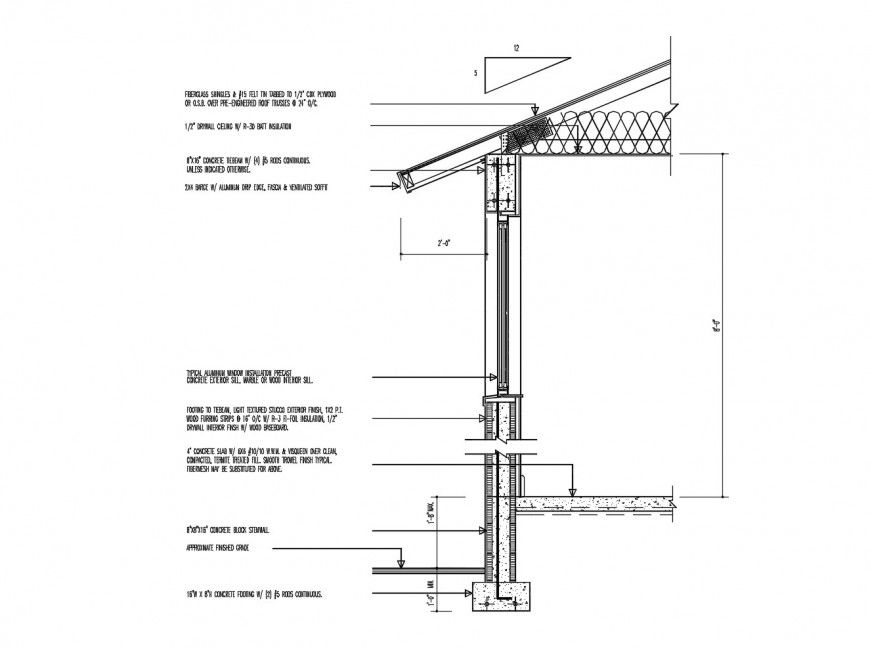 Left side cut constructive sectional cad drawing details dwg file