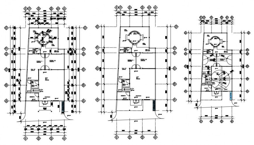 Legal office three floor plan distribution cad drawing details dwg file