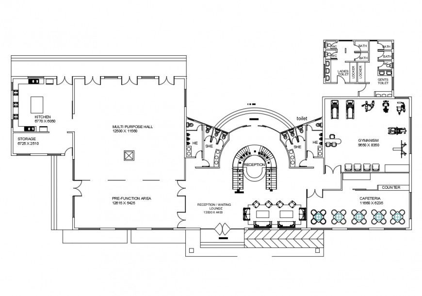 Leisure complex store architecture layout plan cad drawing details dwg file