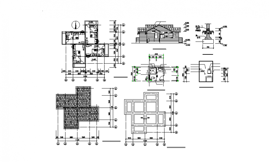 Leisure villa elevation, section, plan and auto-cad details dwg file