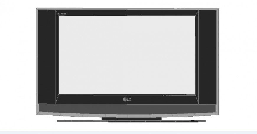 LG old television front elevation 3d block cad drawing details dwg file