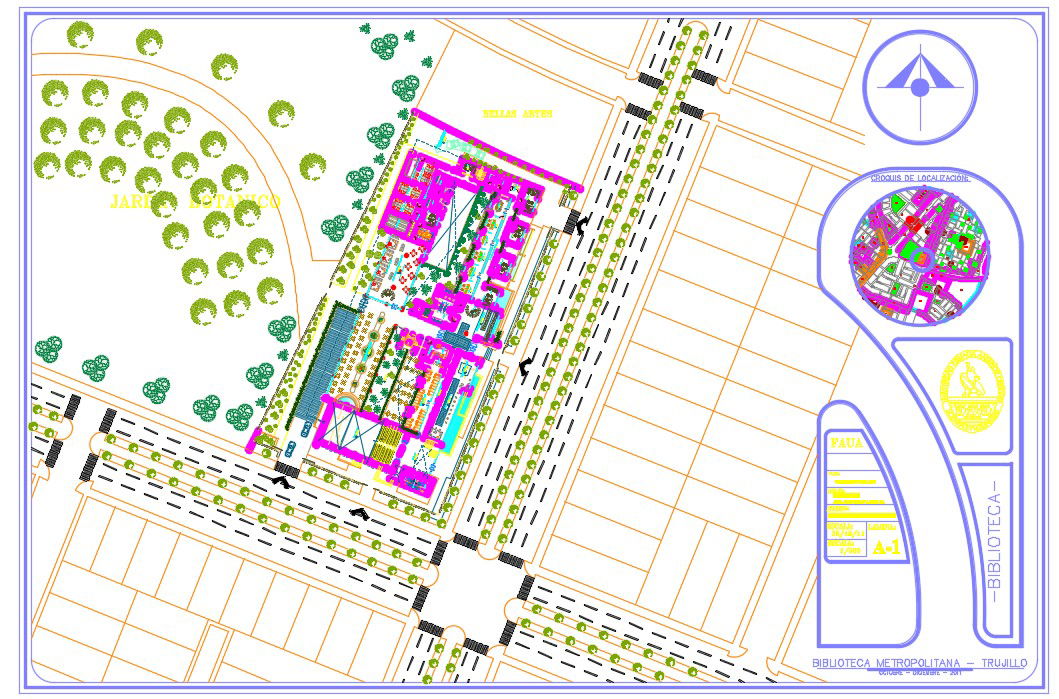 library plan drawing dwg file