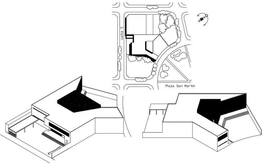 Library and cultural center elevation view file
