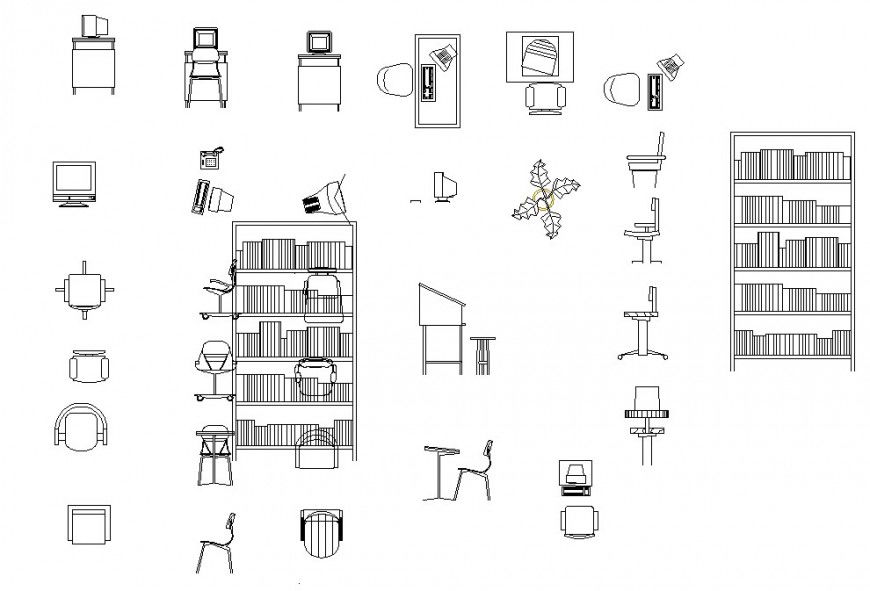 Library book stand autocad file