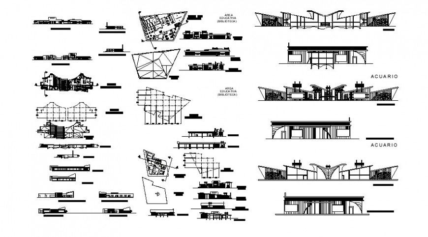 Library floor plan and elevation in auto cad software